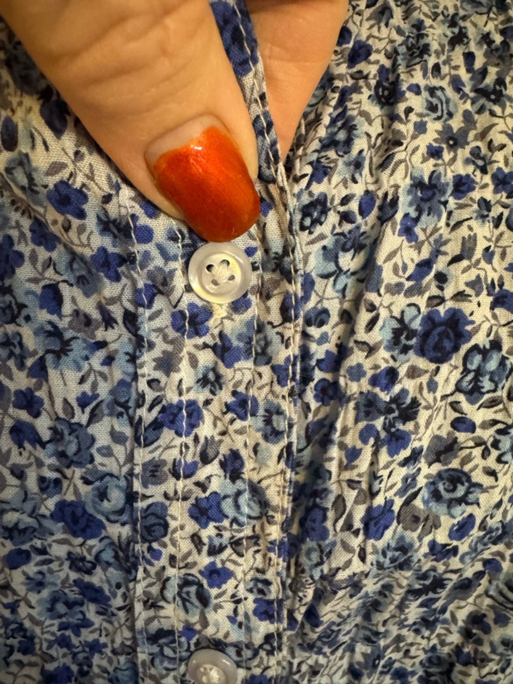 Just My Size Blue Floral Button-Down Shirt PLUS: 2X #C - Picture 4 of 8